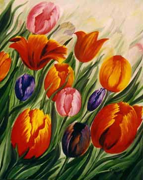 Tulpen, 1997, formaat 100 cm x 80 cm, particulier bezit.